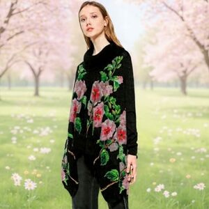 M❤Desigual Pullover ANNA in Poncho Style Floral Design - Turtle Neck
